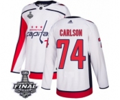Men's Adidas Washington Capitals #74 John Carlson Authentic White Away 2018 Stanley Cup Final NHL Jersey Men's Adidas Washington Capitals #74 John Carlson Authentic White Away 2018 Stanley Cup Final NHL Jersey