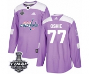 Men's Adidas Washington Capitals #77 T.J. Oshie Authentic Purple Fights Cancer Practice 2018 Stanley Cup Final NHL Jersey Men's Adidas Washington Capitals #77 T.J. Oshie Authentic Purple Fights Cancer Practice 2018 Stanley Cup Final NHL Jersey