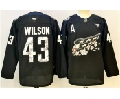 Men's Washington Capitals #43 Tom Wilson Black Cherry Blossom With A Patch Stitched Hockey Jersey