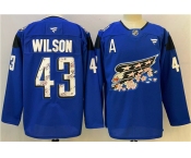 Men's Washington Capitals #43 Tom Wilson Blue Cherry Blossom With A Patch Stitched Hockey Jersey