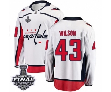 Men's Washington Capitals #43 Tom Wilson Fanatics Branded White Away Breakaway 2018 Stanley Cup Final NHL Jersey
