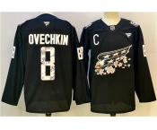 Men's Washington Capitals #8 Alex Ovechkin Black Cherry Blossom With C Patch Stitched Hockey Jersey