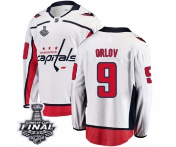 Men's Washington Capitals #9 Dmitry Orlov Fanatics Branded White Away Breakaway 2018 Stanley Cup Final NHL Jersey