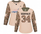 Women Adidas Washington Capitals #34 Jonas Siegenthaler Authentic Camo Veterans Day Practice NHL Jersey