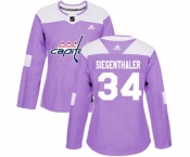 Women Adidas Washington Capitals #34 Jonas Siegenthaler Authentic Purple Fights Cancer Practice NHL Jersey