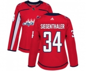 Women Adidas Washington Capitals #34 Jonas Siegenthaler Premier Red Home NHL Jersey