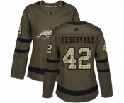 Women Adidas Washington Capitals #42 Martin Fehervary Authentic Green Salute to Service NHL Jersey