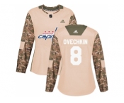 Women Adidas Washington Capitals #8 Alex Ovechkin Camo Authentic 2017 Veterans Day Stitched NHL Jersey