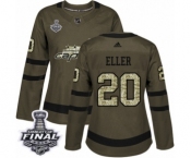 Women's Adidas Washington Capitals #20 Lars Eller Authentic Green Salute to Service 2018 Stanley Cup Final NHL Jersey