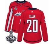 Women's Adidas Washington Capitals #20 Lars Eller Authentic Red Home 2018 Stanley Cup Final NHL Jersey