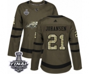 Women's Adidas Washington Capitals #21 Lucas Johansen Authentic Green Salute to Service 2018 Stanley Cup Final NHL Jersey