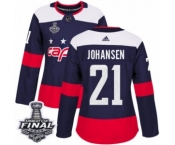 Women's Adidas Washington Capitals #21 Lucas Johansen Authentic Navy Blue 2018 Stadium Series 2018 Stanley Cup Final NHL Jersey