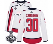 Women's Adidas Washington Capitals #30 Ilya Samsonov Authentic White Away 2018 Stanley Cup Final NHL Jersey