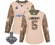 Women's Adidas Washington Capitals #5 Rod Langway Authentic Camo Veterans Day Practice 2018 Stanley Cup Final NHL Jersey