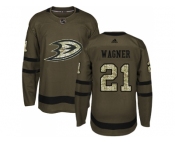 Men Adidas Anaheim Ducks #21 Chris Wagner Green Salute to Service Stitched NHL Jersey