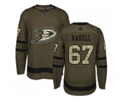 Men Adidas Anaheim Ducks #67 Rickard Rakell Green Salute to Service Stitched NHL Jersey