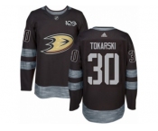 Men's Adidas Anaheim Ducks #30 Dustin Tokarski Authentic Black 1917-2017 100th Anniversary NHL Jersey