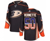 Men's Adidas Anaheim Ducks #50 Antoine Vermette Authentic Black USA Flag Fashion NHL Jersey