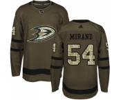 Men's Adidas Anaheim Ducks #54 Antoine Morand Authentic Green Salute to Service NHL Jersey
