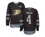 Men's Anaheim Ducks #4 Cam Fowler Black 1917-2017 100th Anniversary Stitched NHL Jersey
