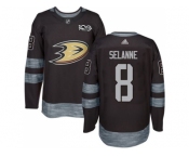 Men's Anaheim Ducks #8 Teemu Selanne Black 1917-2017 100th Anniversary Stitched NHL Jersey