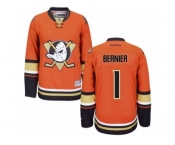 Men's Reebok Anaheim Ducks #1 Jonathan Bernier Authentic Orange Third NHL Jersey