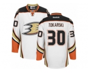 Men's Reebok Anaheim Ducks #30 Dustin Tokarski Authentic White Away NHL Jersey