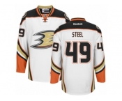 Men's Reebok Anaheim Ducks #49 Sam Steel Authentic White Away NHL Jersey