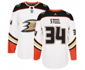 naheim Ducks #34 Sam Steel Authentic White Away Hockey Jersey