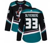 Women Anaheim Ducks #33 Jakob Silfverberg Authentic Black Teal Alternate Hockey Jersey