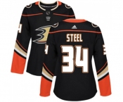 Women Anaheim Ducks #34 Sam Steel Authentic Black Home Hockey Jersey