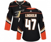 Women Anaheim Ducks #47 Hampus Lindholm Authentic Black Home Hockey Jersey