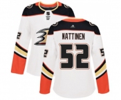 Women Anaheim Ducks #52 Julius Nattinen Authentic White Away Hockey Jersey