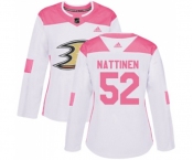 Women Anaheim Ducks #52 Julius Nattinen Authentic White Pink Fashion Hockey Jersey