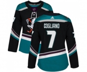 Women Anaheim Ducks #7 Andrew Cogliano Authentic Black Teal Alternate Hockey Jersey