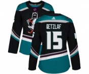 Women's Adidas Anaheim Ducks #15 Ryan Getzlaf Premier Black Teal Alternate NHL Jersey