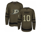 Youth Adidas Anaheim Ducks #10 Corey Perry Green Salute to Service Stitched NHL Jersey