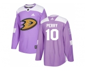 Youth Adidas Anaheim Ducks #10 Corey Perry Purple Authentic Fights Cancer Stitched NHL Jersey