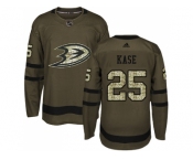 Youth Adidas Anaheim Ducks #25 Ondrej Kase Green Salute to Service Stitched NHL Jersey