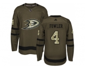 Youth Adidas Anaheim Ducks #4 Cam Fowler Green Salute to Service Stitched NHL Jersey