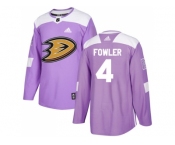 Youth Adidas Anaheim Ducks #4 Cam Fowler Purple Authentic Fights Cancer Stitched NHL Jersey