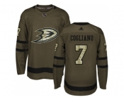 Youth Adidas Anaheim Ducks #7 Andrew Cogliano Green Salute to Service Stitched NHL Jersey
