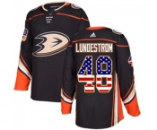 Youth Anaheim Ducks #48 Isac Lundestrom Authentic Black USA Flag Fashion Hockey Jersey