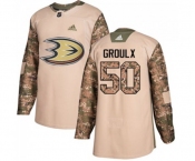 Youth Anaheim Ducks #50 Benoit-Olivier Groulx Authentic Camo Veterans Day Practice Hockey Jersey