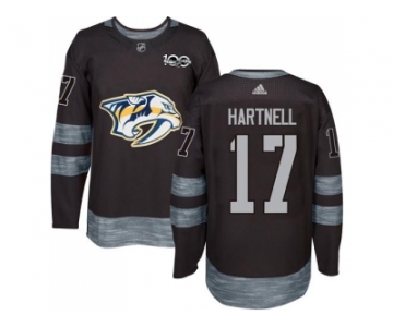 Men Adidas Nashville Predators #17 Scott Hartnell Black 1917-2017 100th Anniversary Stitched NHL Jersey