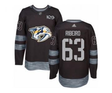 Men's Adidas Nashville Predators #63 Mike Ribeiro Authentic Black 1917-2017 100th Anniversary NHL Jersey