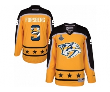 Men's Reebok Nashville Predators #9 Filip Forsberg Authentic Gold Home 2017 Stanley Cup Final NHL Jersey
