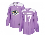 Youth Adidas Nashville Predators #17 Scott Hartnell Purple Authentic Fights Cancer Stitched NHL Jersey