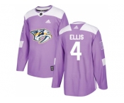 Youth Adidas Nashville Predators #4 Ryan Ellis Purple Authentic Fights Cancer Stitched NHL Jersey