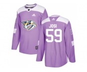 Youth Adidas Nashville Predators #59 Roman Josi Purple Authentic Fights Cancer Stitched NHL Jersey